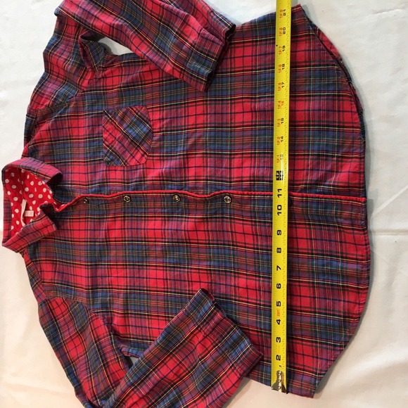 Victoria’s Secret Pink Red Navy Blue Plaid Button Up Pajama Sleep Shirt Medium - Picture 8 of 12